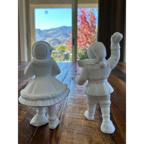 Department 56 Winter Silhouette Shiny Skates & Sled Porcelain Figurine Set Of 2 - Picture 7 of 10